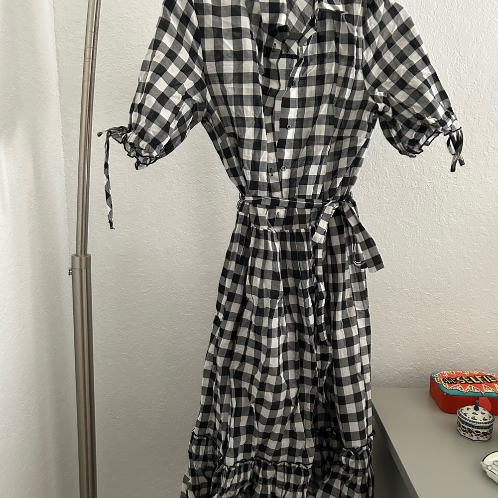United Colors Of Benetton Black and White Checkered Vintage Dress
